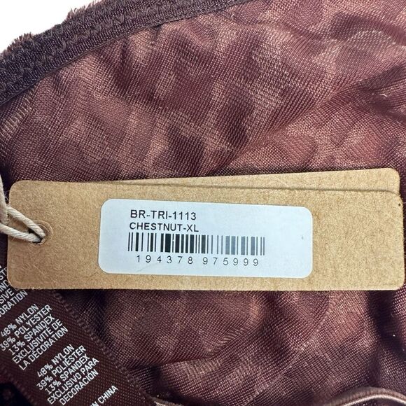 SKIMS Velvet Burnout Logo Triangle Bra Top - Size XL - Chestnut - Picture 5 of 5